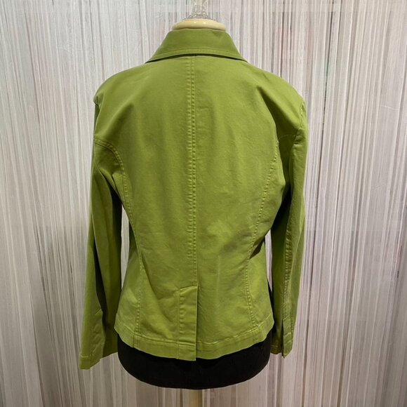 Talbots 90's Vintage Cotton Stretch 3 Button Blazer Apple Green Size 12 Preppy - Picture 7 of 13